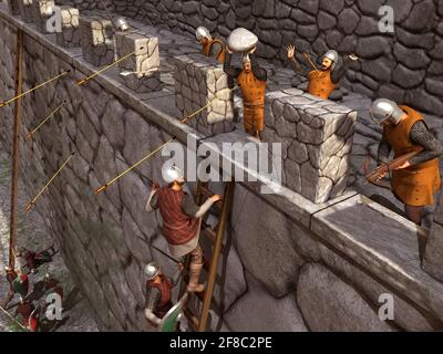 Siege to a medieval castle Stock Photo