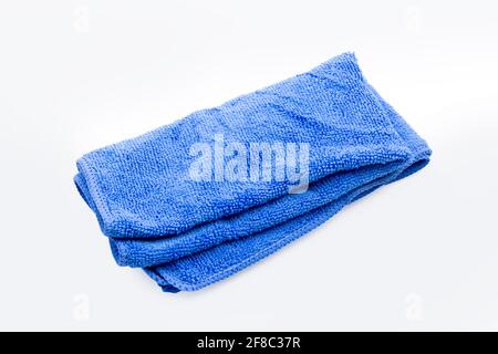 Blue microfiber cloth isolated on white background with clipping path Stock Photo