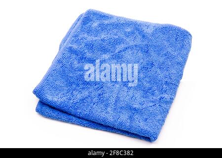 Blue microfiber cloth isolated on white background with clipping path Stock Photo