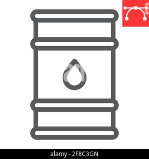 Oil barrel line icon, industry and fuel, oil drum container vector icon, vector graphics, editable stroke outline sign, eps 10. Stock Vector