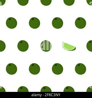 Hand drawn seamless pattern with whole lime. Fabric print texture with eye catching element - slice Stock Vector