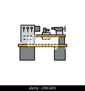 Lathe olor line icon. Pictogram for web page, mobile app, promo. UI UX GUI design element. Editable stroke. Stock Vector