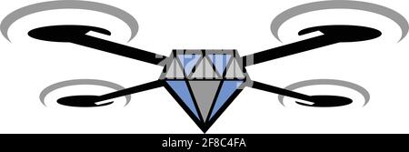 diamond drone fly logo icon vector concept graphic design Stock Vector