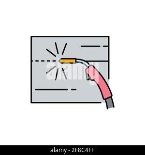 Welding olor line icon. Pictogram for web page, mobile app, promo. UI UX GUI design element. Editable stroke. Stock Vector