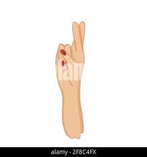 Finger cross good luck gesture or lie doubt truth Stock Vector