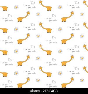 Seamless pattern with giraffe. Creative jungle childish texture. Great for fabric, textile Vector Illustration. Stock Vector