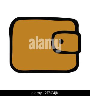 Leather money wallet hand drawn doodle isolated Stock Vector
