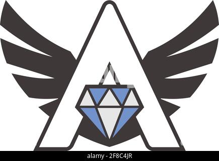 letter A stylish diamond fly logo icon vector concept graphic design Stock Vector