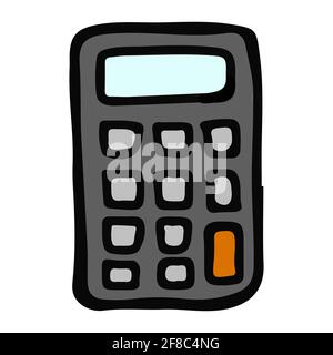 Classic calculator icon hand drawn doodle isolated Stock Vector