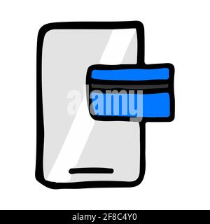 Smartphone payment concept hand drawn doodle isolated Stock Vector