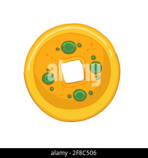 Chinese lucky coin. Feng shui coin vector icon.  Stock Vector