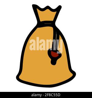 Knitted money bag hand drawn doodle isolated. Stock Vector