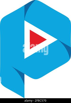 letter P play stylish logo icon vector concept graphic design Stock Vector