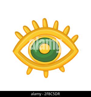 Open gold eye icon. Golden eye with eyelashes. Stock Vector