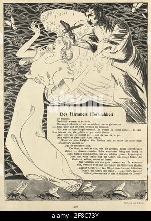 Vintage illustration of German poem, Des Himmels Herrlichkeit, Heaven's glory, Art Nouveau, Jugendstil Stock Photo