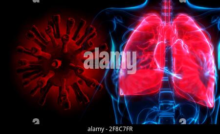 cg medicine 3d illustration, lungs troubles of covid Stock Photo