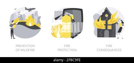 Firefighting service abstract concept vector illustrations. Stock Vector