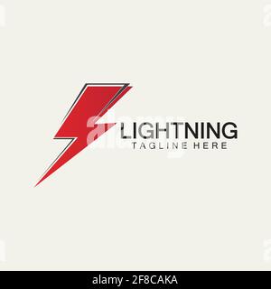 lightning thunder bolt electricity logo design template Stock Vector