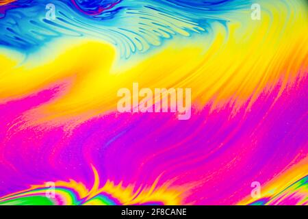 Psychedelic multicolored patterns background. Photo macro shot of soap bubbles Stock Photo