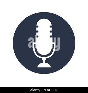 Podcast radio icon vecor on white background. Studio table microphone . Stock Vector