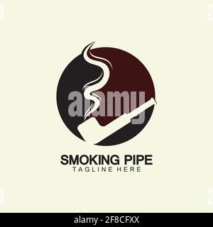Pipe Smoking Logo icon vector illustration design.Tobacco, cigar, pipe icon vector image. Stock Vector