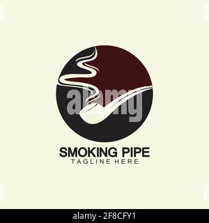 Pipe Smoking Logo icon vector illustration design.Tobacco, cigar, pipe icon vector image. Stock Vector