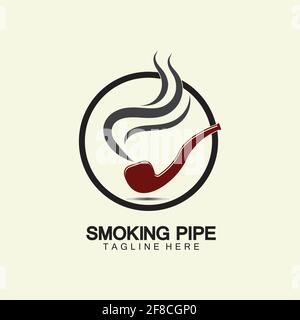 Pipe Smoking Logo icon vector illustration design.Tobacco, cigar, pipe icon vector image. Stock Vector