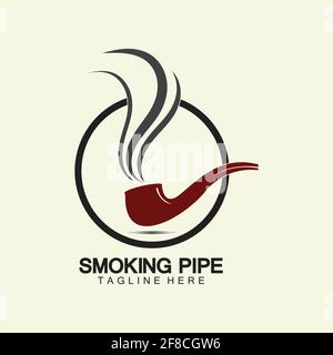 Pipe Smoking Logo icon vector illustration design.Tobacco, cigar, pipe icon vector image. Stock Vector