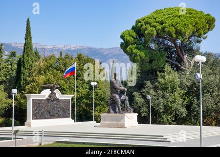 Monument to russian emperor Alexander III, Livadia, Crimea, Russia, Europe Stock Photo