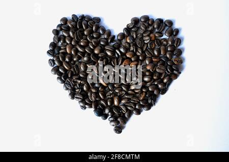 heart from roasted coffee beans Stock Photo