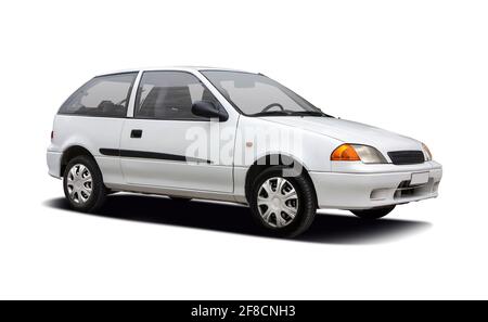 Old Suzuki Swift car side view isolated on white background Stock Photo ...