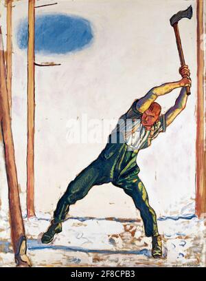 Ferdinand Hodler. Painting entitled 'Woodcutter' by the Swiss symbolist painter, Ferdinand Hodler (1853- 1918). oil on canvas, 1910 Stock Photo