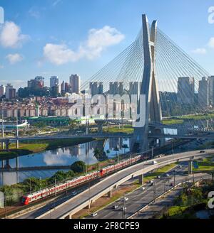 Octavio Frias de Oliveira Bridge, Sao Paulo, Brazil Stock Photo