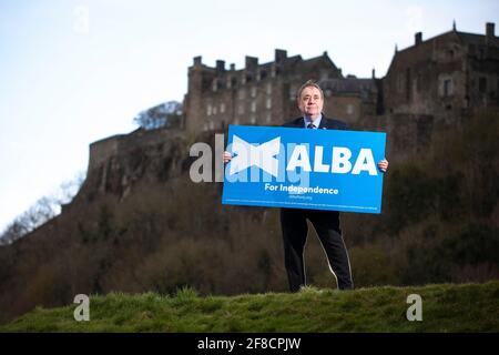 Stirling, Scotland, UK. 13th Apr, 2021. PICTURED: Alba Party Leader, Rt Hon Alex Salmond unveils his candidates for Mid Scotland and Fife region. Pic Credit: Colin Fisher/Alamy Live News Stock Photo