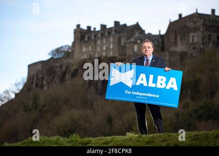 Stirling, Scotland, UK. 13th Apr, 2021. PICTURED: Alba Party Leader, Rt Hon Alex Salmond unveils his candidates for Mid Scotland and Fife region. Pic Credit: Colin Fisher/Alamy Live News Stock Photo