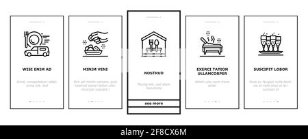 Catering Food Service Onboarding Icons Set Vector Stock Vector