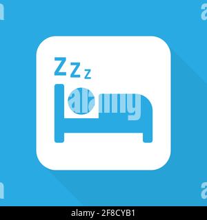 Sleep vector icon. Man sleeping on bed symbol on blue background Vector illustration EPS 10 Stock Vector
