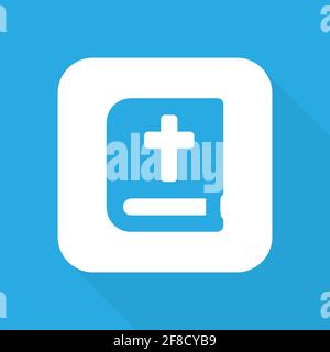 Bible vector icon. Holy Bible book symbol on blue background Vector illustration EPS 10 Stock Vector