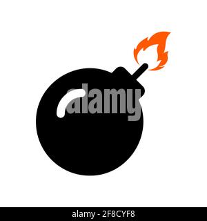 Bomb vector icon. Bomb symbol with fire flame isolated Vector illustration EPS 10 Stock Vector