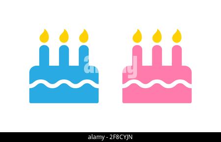 Birthday cake for boy and girl. Blue and pink cake isolated Vector illustration EPS 10 Stock Vector