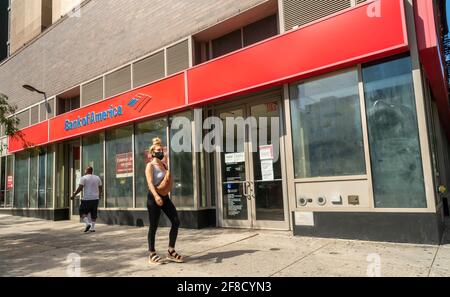 New York, USA. 23rd Aug, 2020. Branch of Bank of America in the Lower East Side neighborhood in New York on Sunday, August 23, 2020. ( Photo by Richard B. Levine) Credit: Sipa USA/Alamy Live News Stock Photo