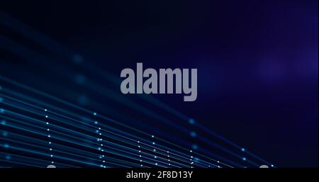 Fiber optic concept, internet speed, connected dots and lines. 3d rendering. Stock Photo