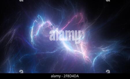 Blue glowing high energy plasma energy field in space, computer generated abstract background, 3D rendering Stock Photo