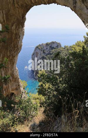 Natural Arch in Capri island, Italy Stock Photo