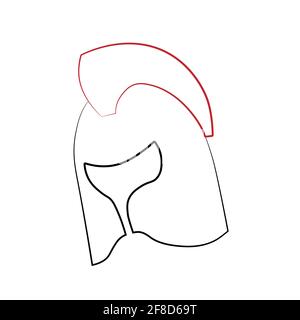 Helmet line art icon vector illustration minimalistic outline art on white background Stock Vector