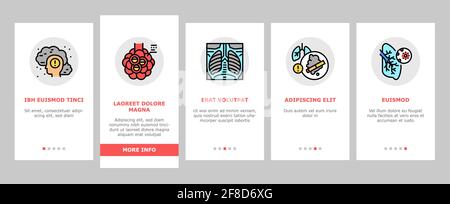 Respiratory Disease Onboarding Icons Set Vector Stock Vector