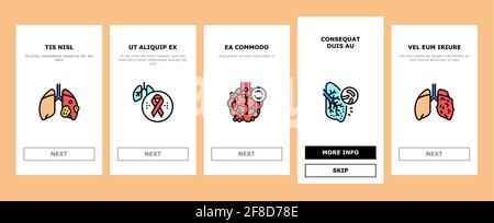 Respiratory Disease Onboarding Icons Set Vector Stock Vector