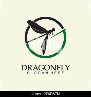 Dragonfly Logo Vector icon illustration design template Stock Vector