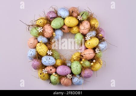 Eggs circle on white background. Stock Photo