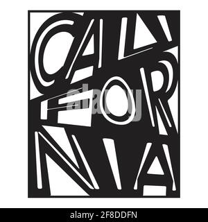 California typography design, abstract print stamp, Sports wear typography emblem, Creative design, athletic apparel design. Vector illustration. Stock Vector